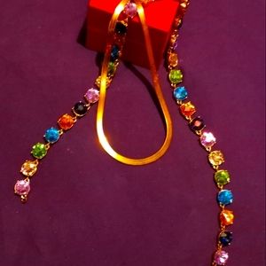 Yellow gold estate bracelet/herringbone gold engraved necklace.